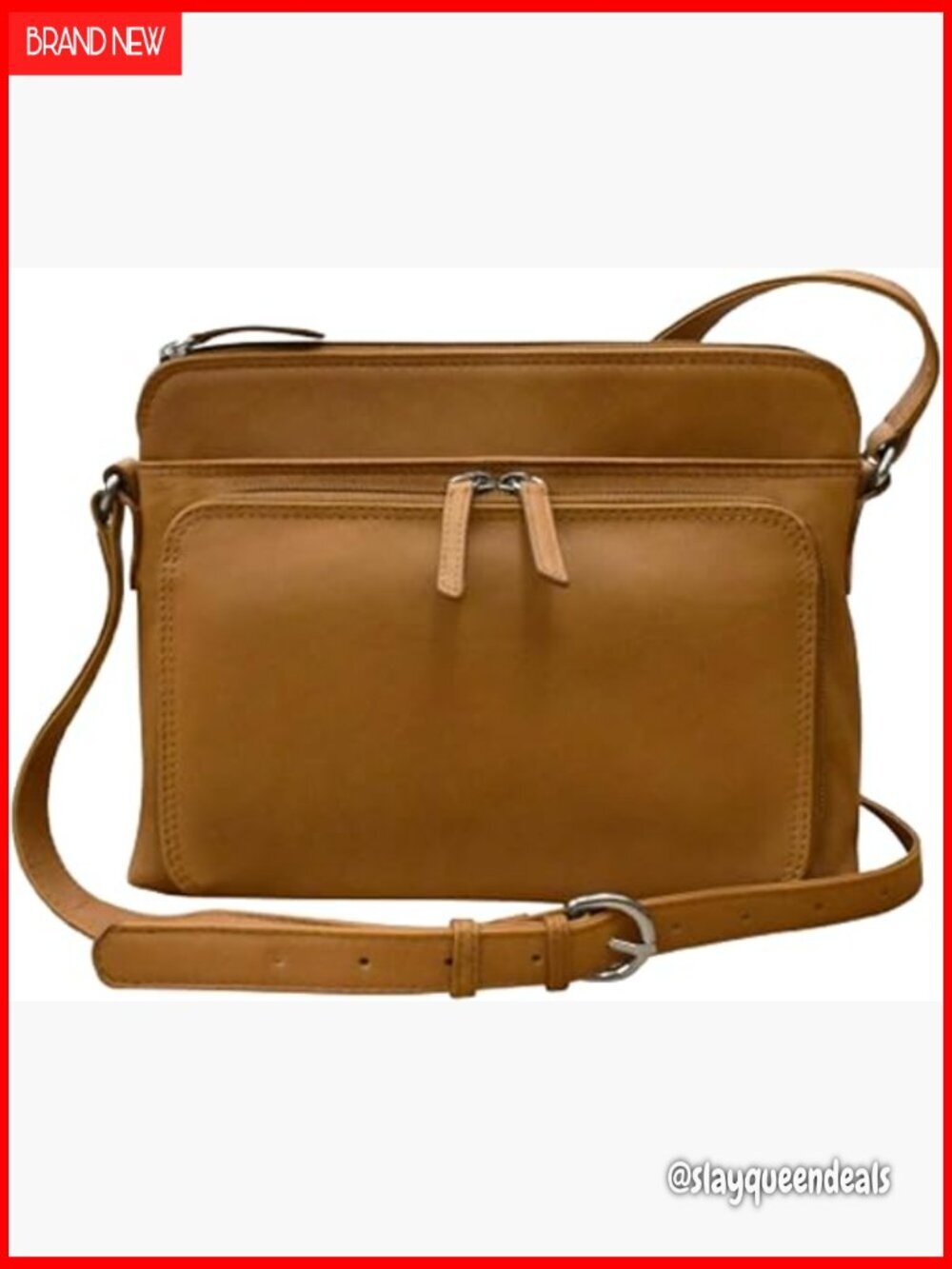 Genuine Leather Crossbody Bag with RFID Blocking, Adjustable Strap